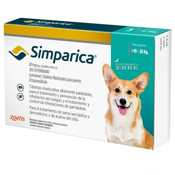 Simparica 40mg (10 a 20kg)